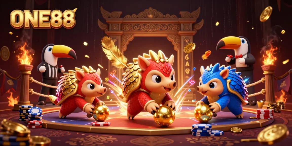 Engage with ONE88 through fun gambling scenes featuring stylish pangolins, bet wisely!