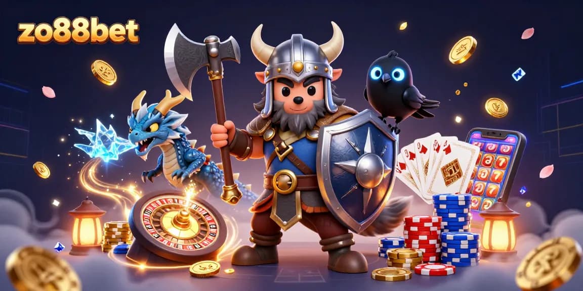Experience thrilling games with zo88bet's Viking wolf warrior, dragon, and gaming treasures.
