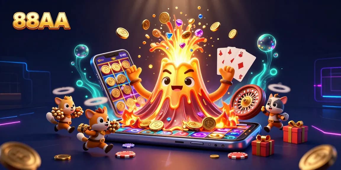 88AA players celebrating jackpot wins amidst a vibrant casino scene with vibrant visuals and interactive gaming elements.