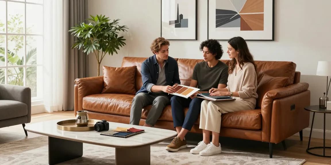 Baxter Sofa Händler Deutschland bietet eine luxuriöse Auswahl an Ledersofas in einem modernen Wohnzimmer mit Designerberatung.