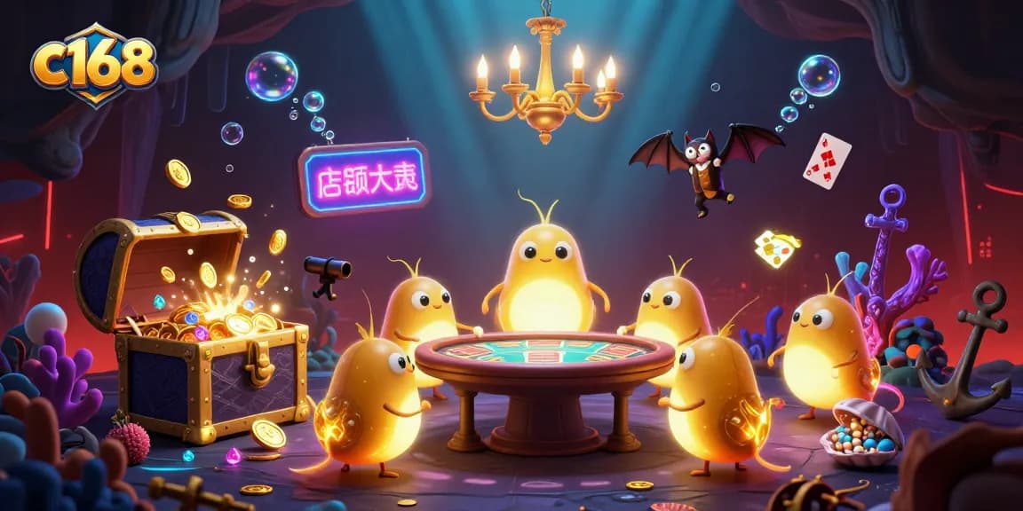 Experience thrilling gaming at c168 with vibrant glowworms lighting a cave casino scene.