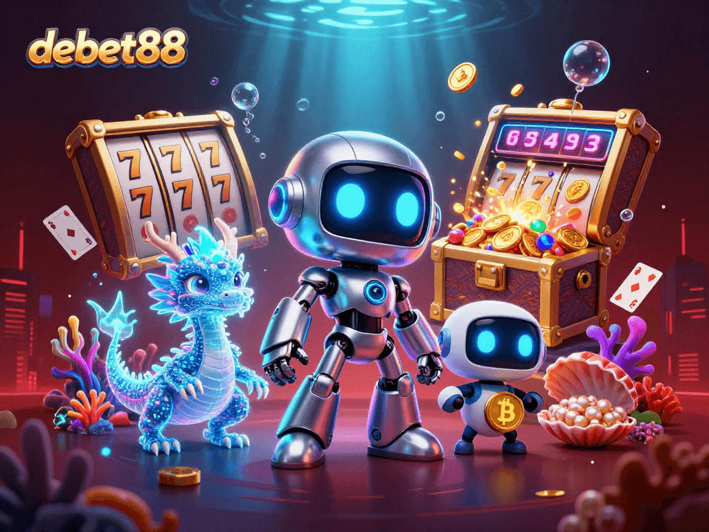 Engage with debet88 for a thrilling casino experience illustrated with a vibrant 3D scene.