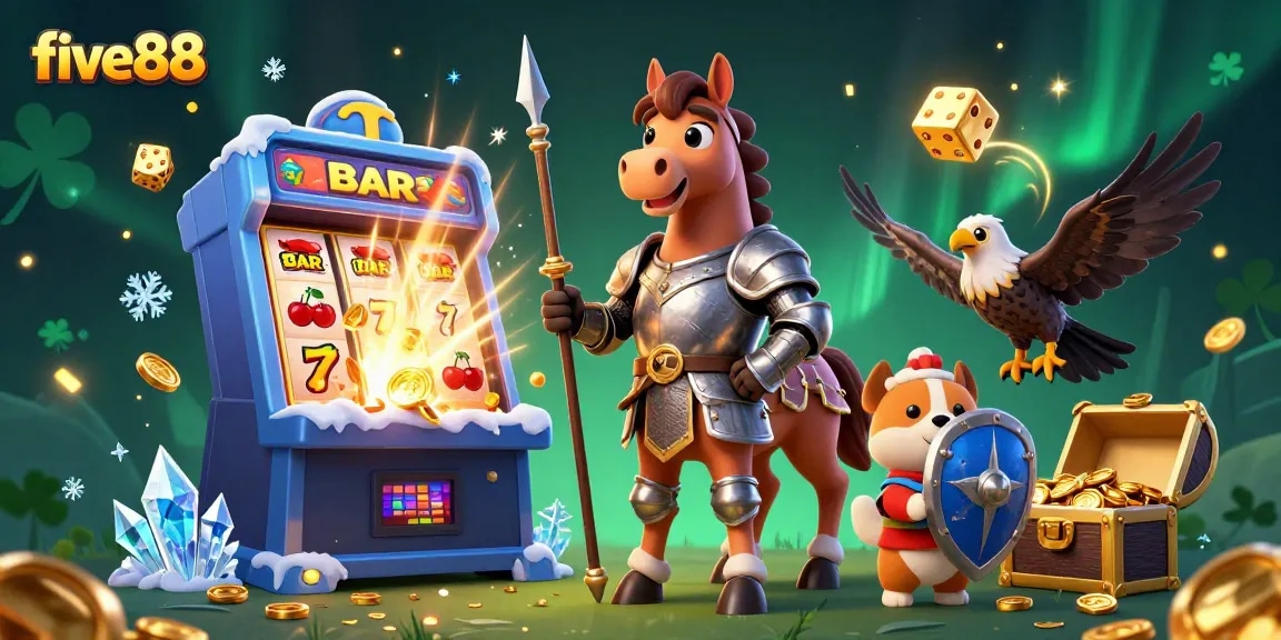 Experience the thrill of five88 with vibrant casino elements and iconic characters in action.