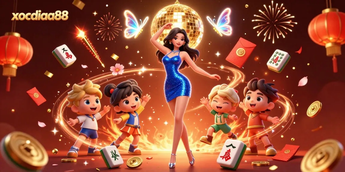 Xocdiaa88 offers an exhilarating online gaming experience with vibrant neon animations and dazzling casino elements.