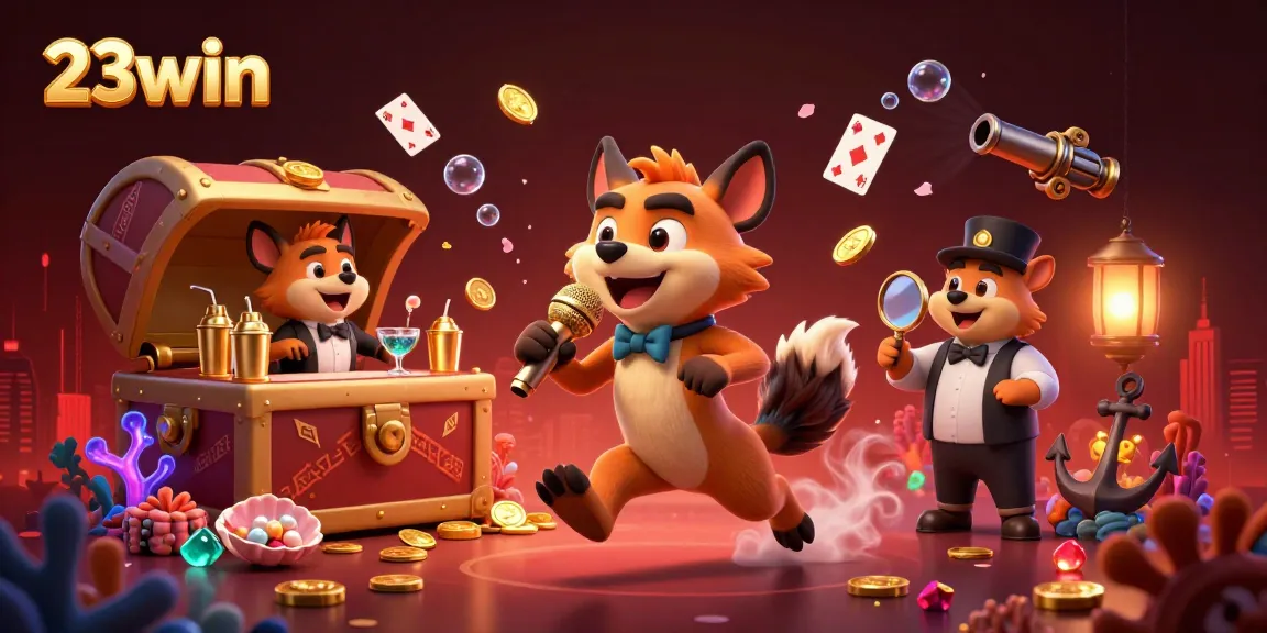 Experience the excitement of 23win as hyenas entertain in a vibrant comedy casino atmosphere.