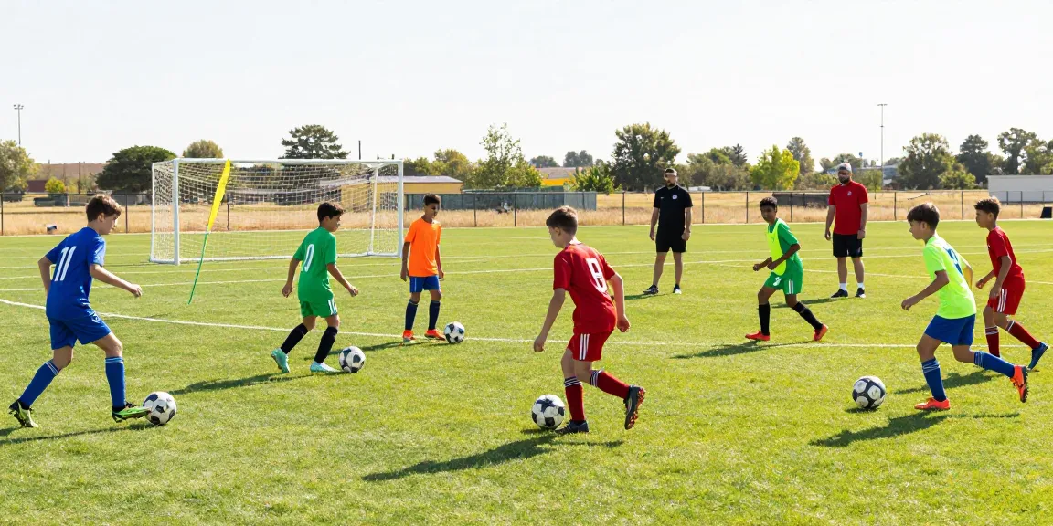 Junge Spieler trainieren mit hochwertigen Fußbällen, um ihr Spiel zu verbessern - Fußball bestellen für Champions.