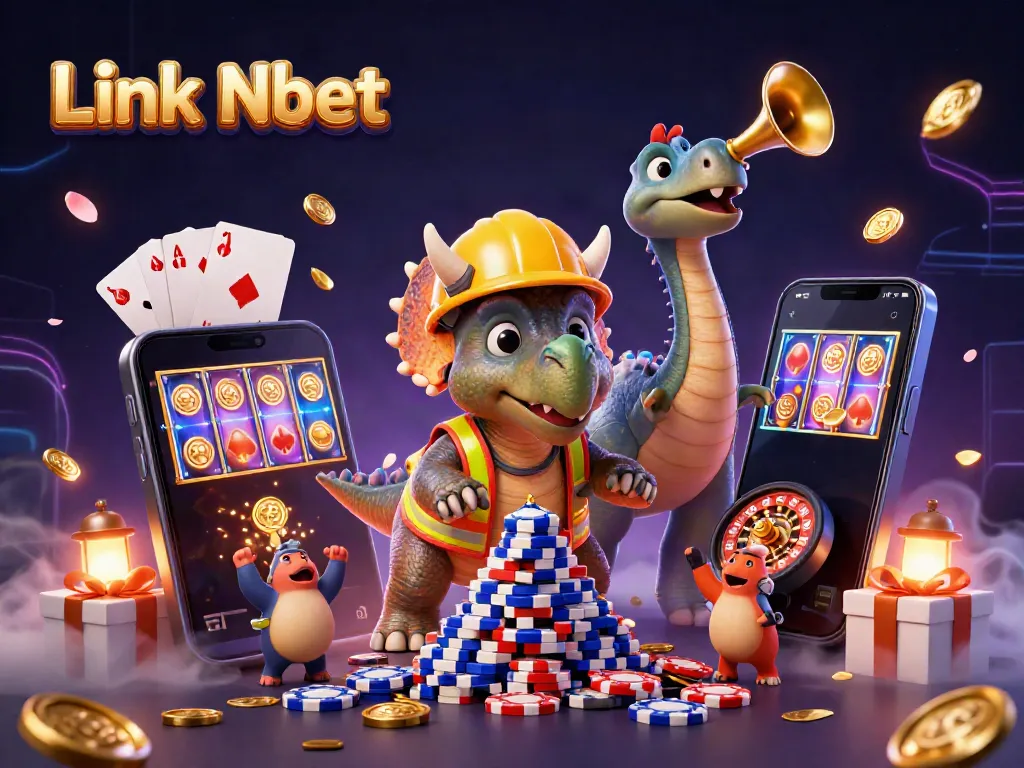 Engage with the exciting 3D scene of Link Nbet, showcasing a vibrant casino atmosphere.