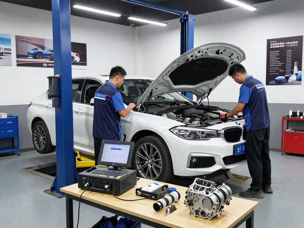 Chiptuning Hannover in einer professionellen Werkstatt für BMW und MINI mit Technikern bei der Arbeit.