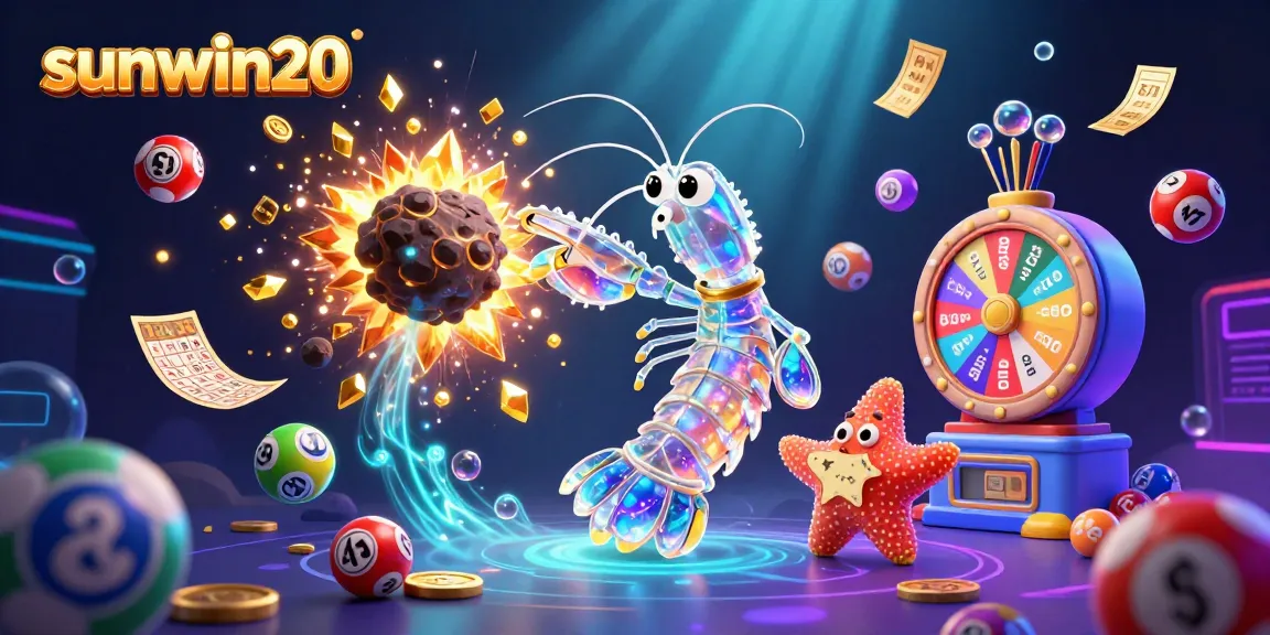 Experience the thrill of winning with sunwin20 in this vibrant 3D depiction of a galactic samurai and a starfish amidst an explosion of golden gems and gambling elements.