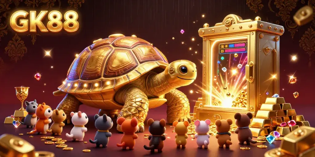 Experience winning moments with GK88's vibrant gaming adventures featuring a golden tortoise pinball machine.