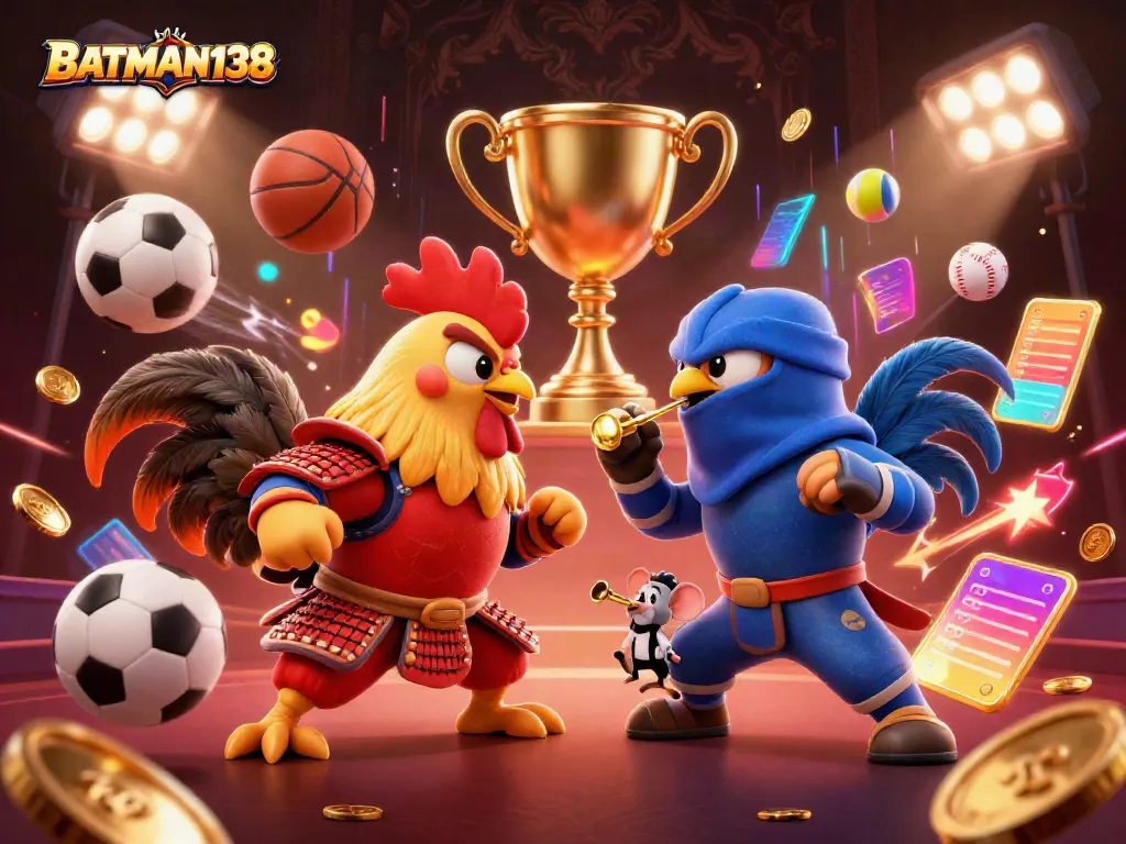 Experience intense battles with BATMAN138's spectacular fighting roosters in this animated illustration.