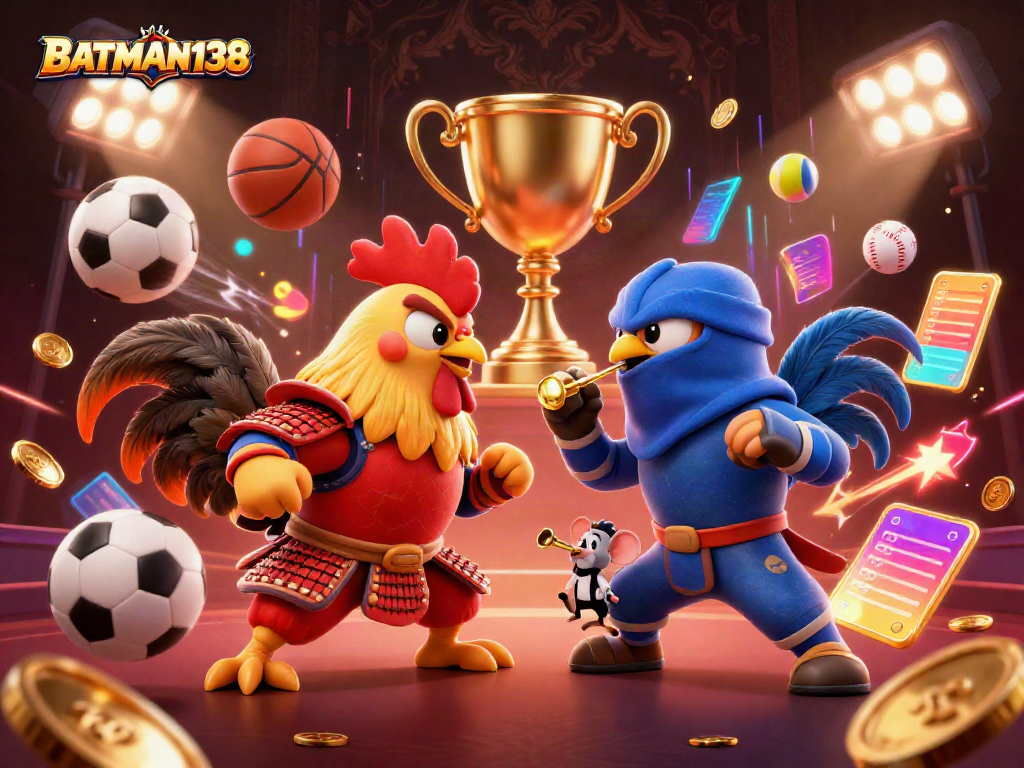 Experience intense battles with BATMAN138's spectacular fighting roosters in this animated illustration.