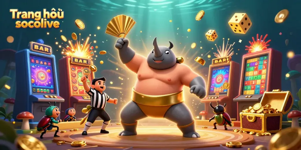 Experience the excitement of Trang chủ socolive with the rhinoceros beetle champion surrounded by dynamic casino elements.