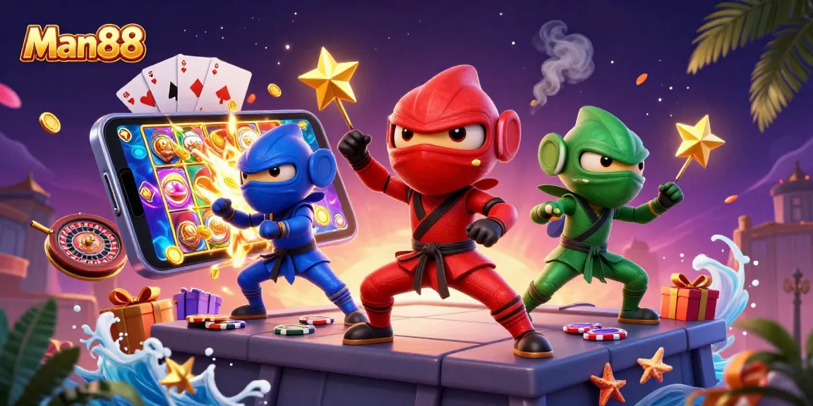 Man88 chameleon team showcases exciting slots and casino gaming action with vibrant visual elements.