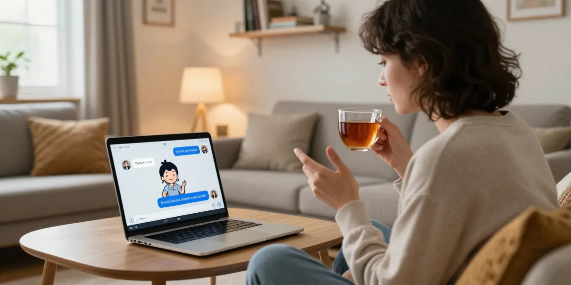 Engaging spicy chat with an AI character in a cozy home environment