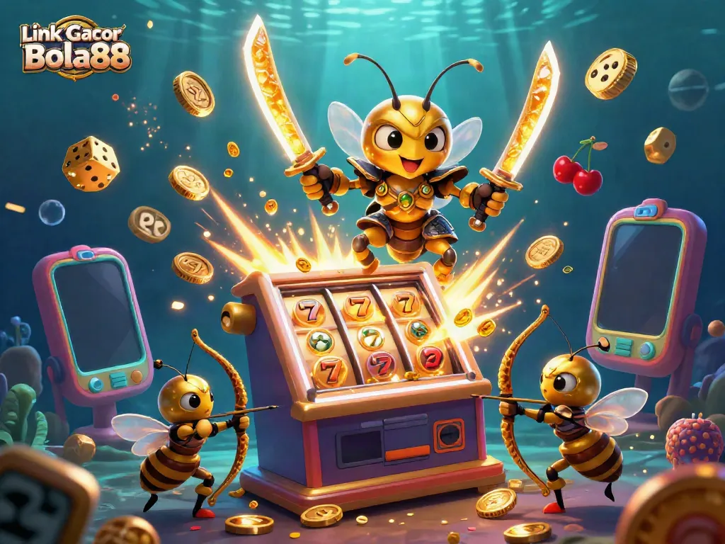 Experience excitement with Link Gacor Bola88 as a vibrant jackpot scene bursts with energy and colorful casino symbols.