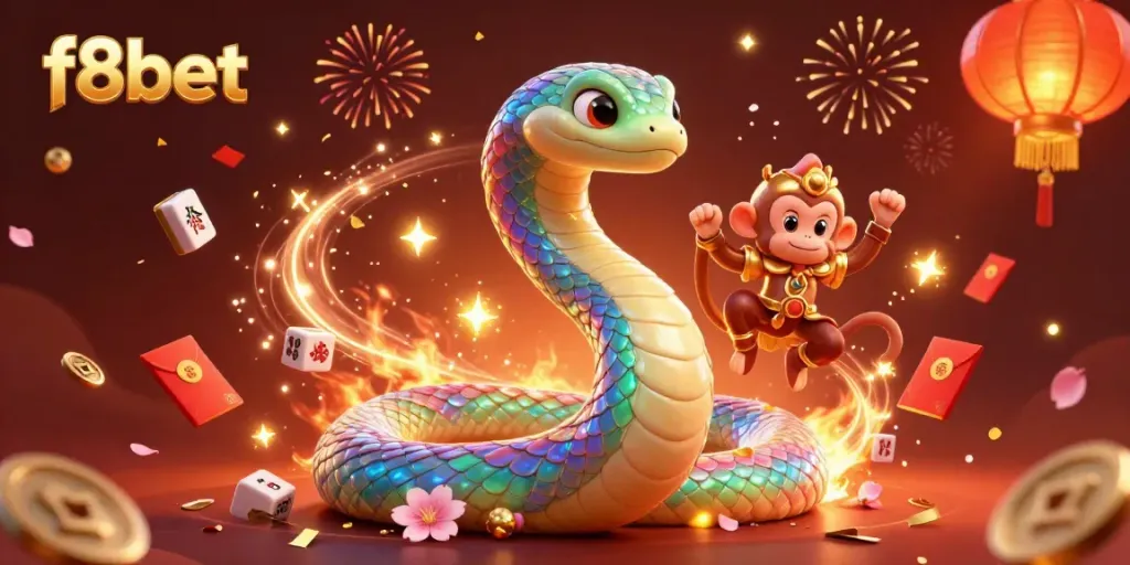 Engage with the vibrant f8bet gaming experience through this dynamic 3D casino illustration full of colorful characters.