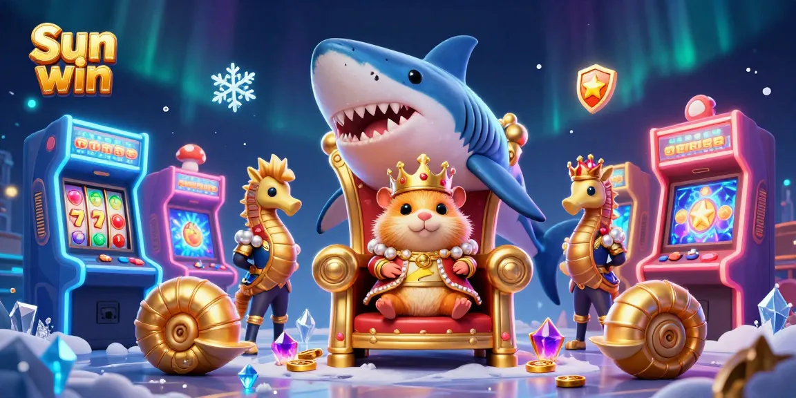 Spin and win with Sun win's colorful casino realm featuring a golden hamster king.