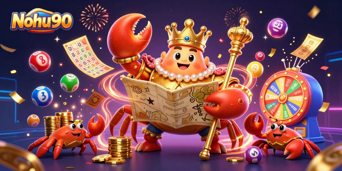 Nohu90 brings excitement with dynamic colorful lottery elements, showcasing a vibrant casino atmosphere.