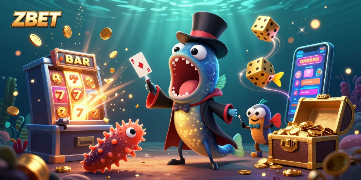 ZBET introduces captivating gambling experiences with a magic-themed casino scene featuring animated sea creatures.