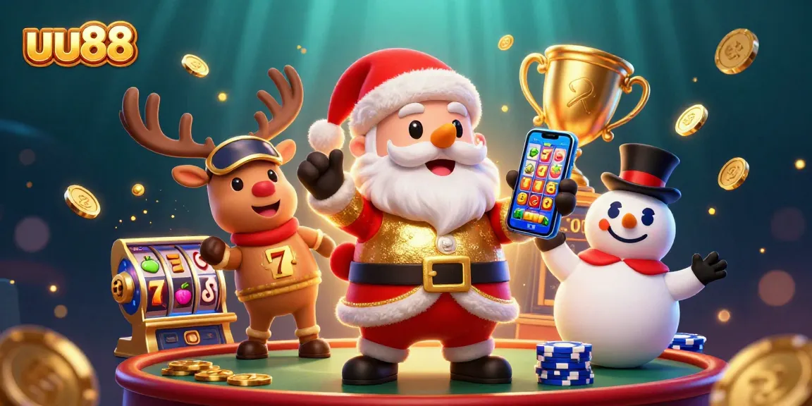 Experience the thrilling jackpot excitement at uu88 with Santa and friends in a vibrant casino setting.