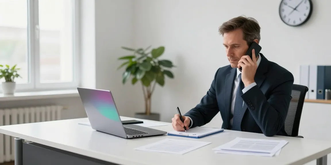 Leipziger Inkasso-Experte führt ein Gespräch in einem modernen Büro.