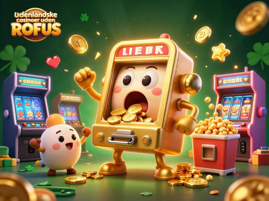 Win big at udenlandske casinoer uden ROFUS with slot machines celebrating their jackpot victory.