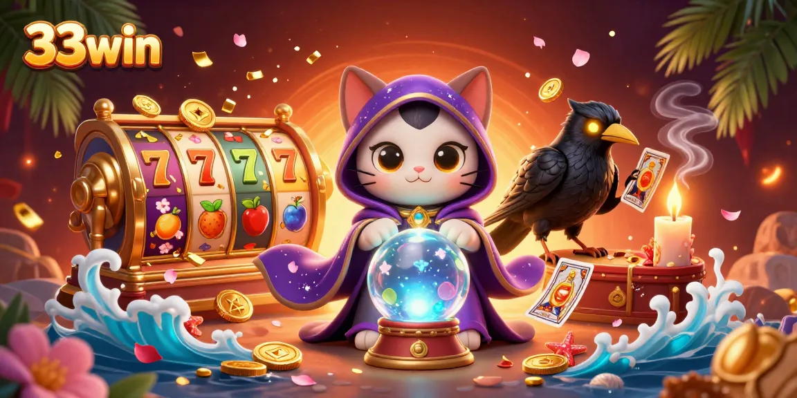 Engage with 33win's vibrant casino experience featuring mystic characters and lively slot elements.