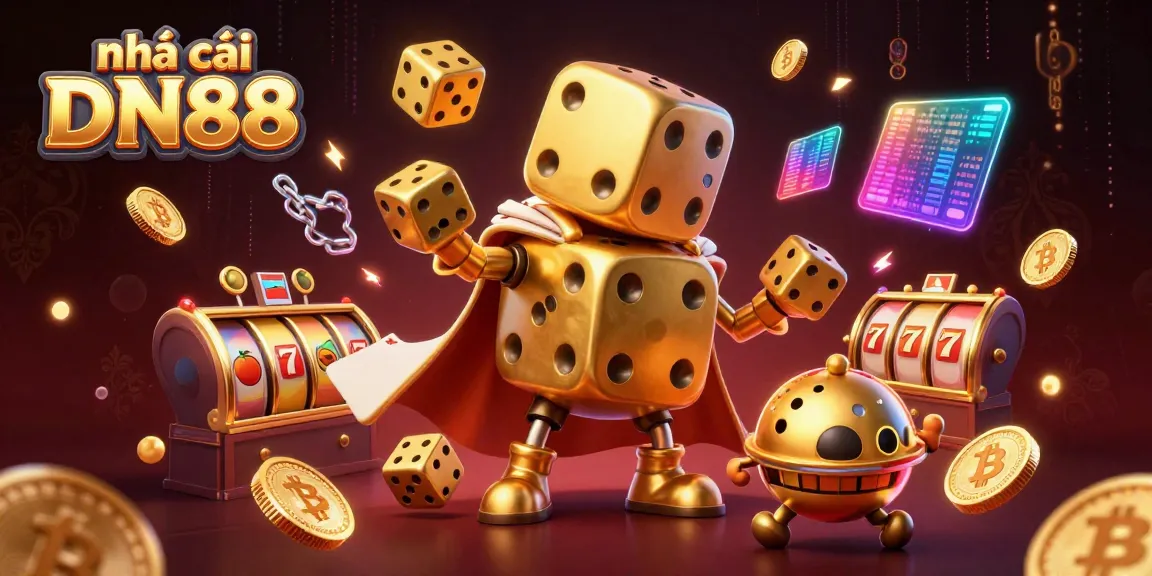 Engage with the thrilling atmosphere at nhà cái DN88 featuring dynamic casino elements and golden dice.