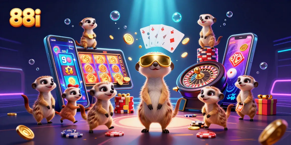 Experience thrilling gaming with 88i's dynamic meerkat casino scene, showcasing vibrant visuals and exciting action.