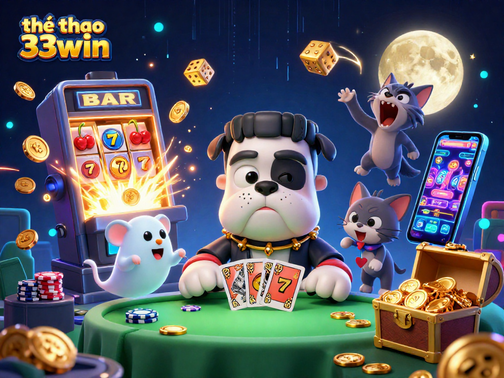 Engage in thrilling sports betting with thể thao 33win, showcasing a vibrant casino scene filled with action.