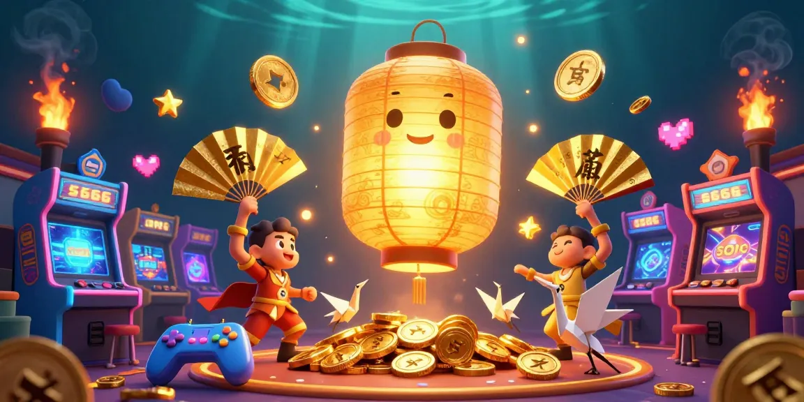 S666 illuminates the night market casino through a giant golden lantern spirit, showcasing vibrant gaming action.