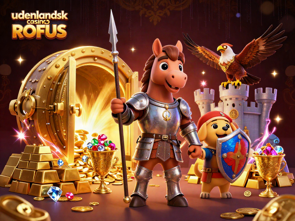 Play thrilling games at udenlandsk casino uden ROFUS with animated knights and treasures.