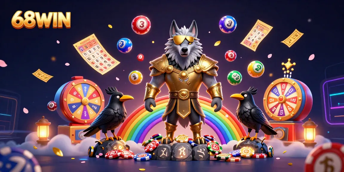Experience thrilling gaming adventures with 68WIN featuring Odin and his ravens, alongside dynamic lottery elements.