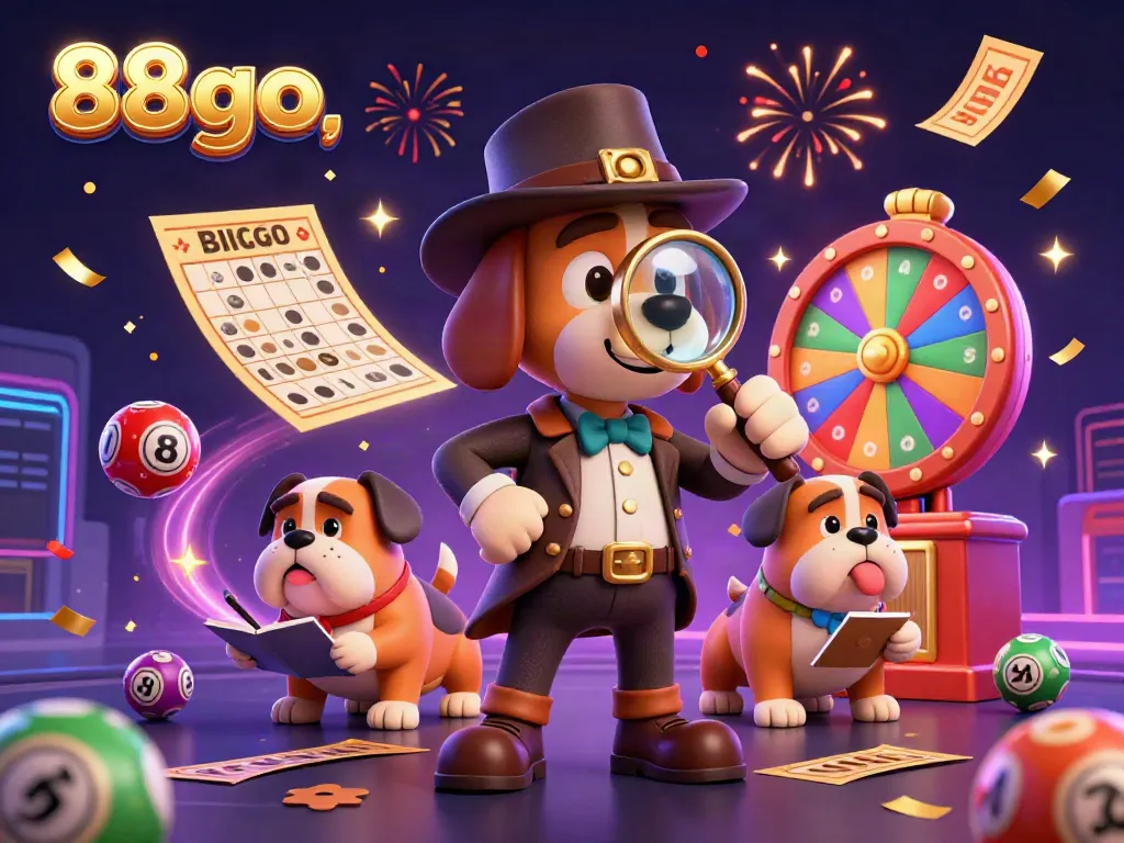 88go engages in thrilling treasure hunts amid vibrant poker chips, lottery balls, and festive confetti.