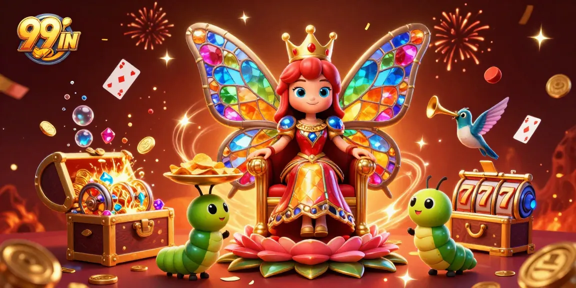 Experience thrilling games at 99WIN, featuring a vibrant casino scene with colorful elements and winning jackpots.