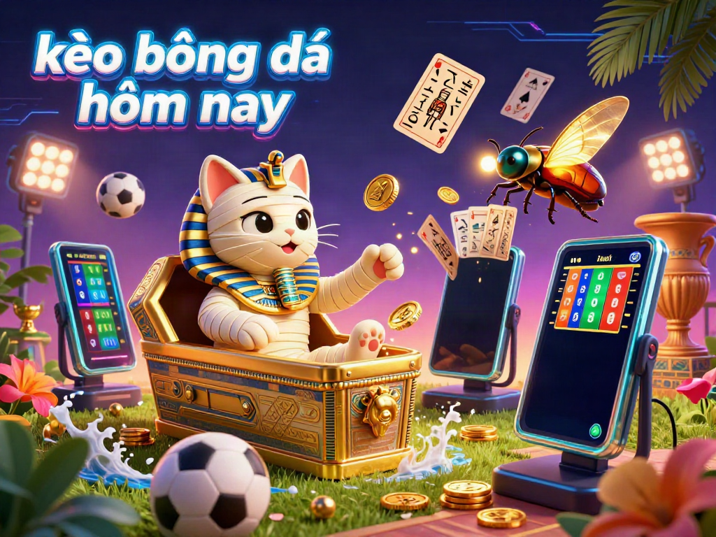 Experience thrilling soccer betting action with the dynamic "kèo bóng đá hôm nay" aura illustrated through vibrant characters and gaming elements.