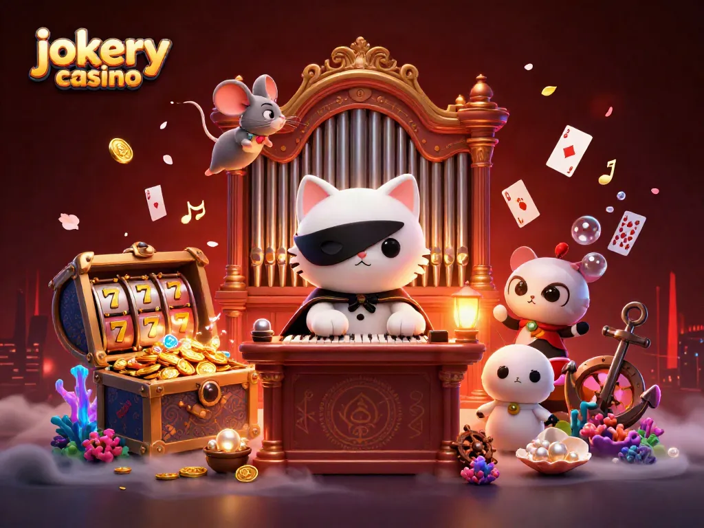 Spin the reels and win big at jokery casino with this vibrant 3D gaming illustration.