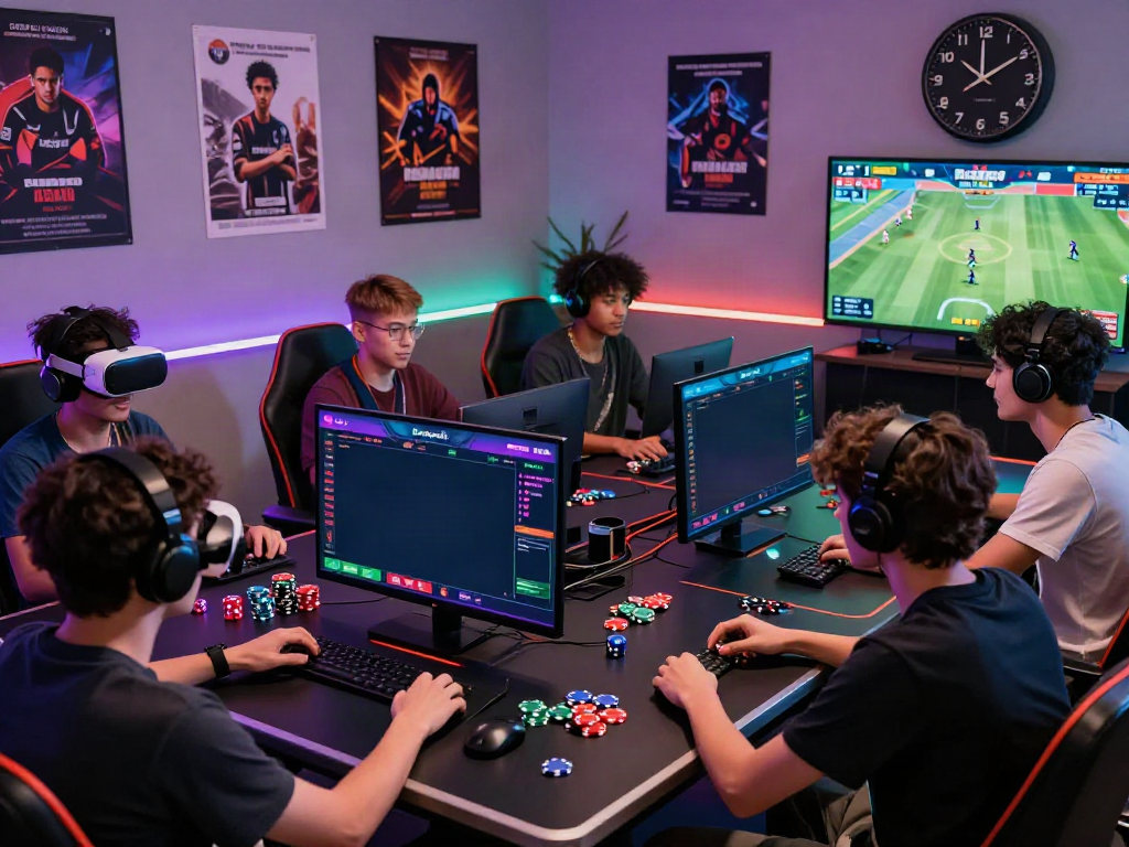 Dewacash Asia gaming scene with players engaged in an online betting experience amid vibrant decor.
