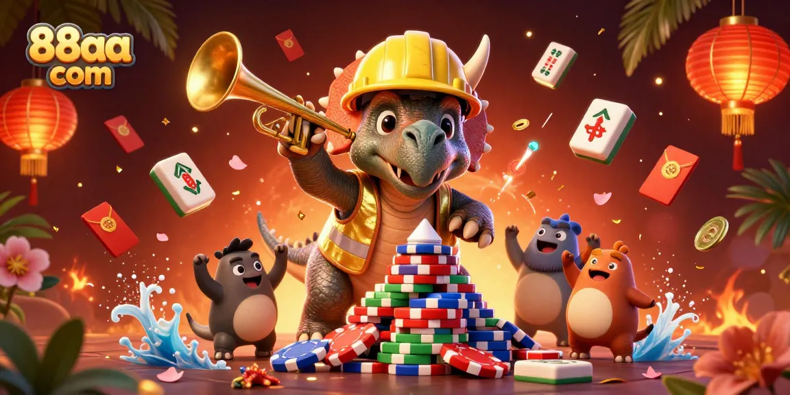 Engage in thrilling action at 88aa com with a festive casino scene of colorful characters and magical elements.
