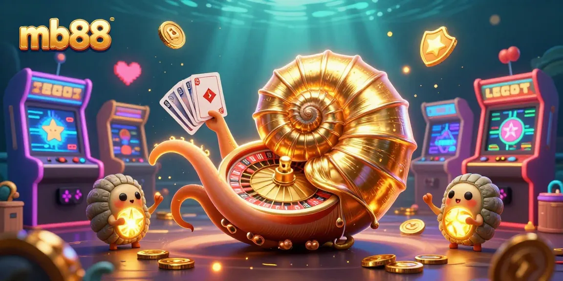 Experience the thrill of mb88 with a giant nautilus casino scene, showcasing vibrant game elements and captivating glow.