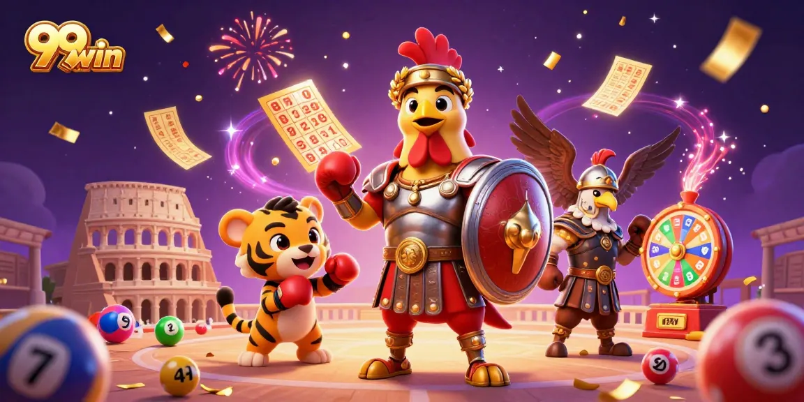 Engage in thrilling gameplay at 99win with festive elements like colorful lottery balls and prizes.