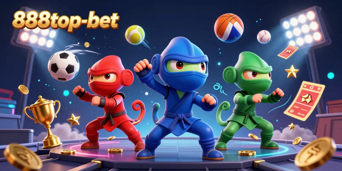 Experience thrilling gameplay with 888top-bet as chameleon ninjas showcase martial arts amid dynamic sports elements.