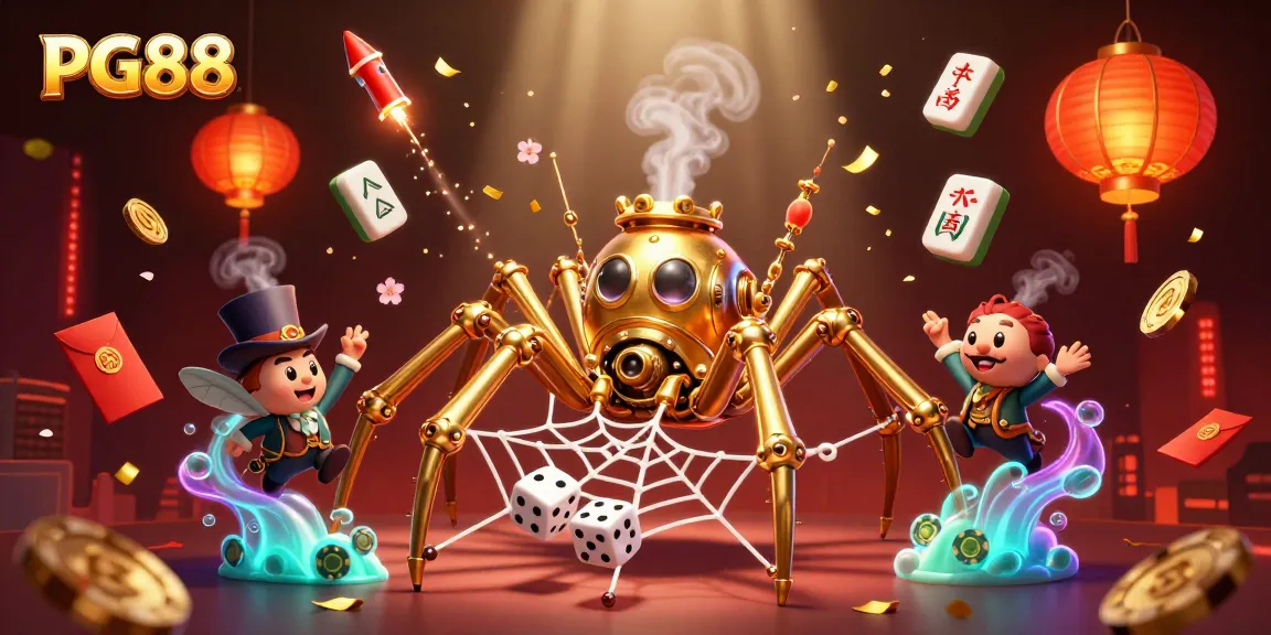 Engage in thrilling games at PG88, featuring dynamic 3D casino elements and vibrant neon lighting.