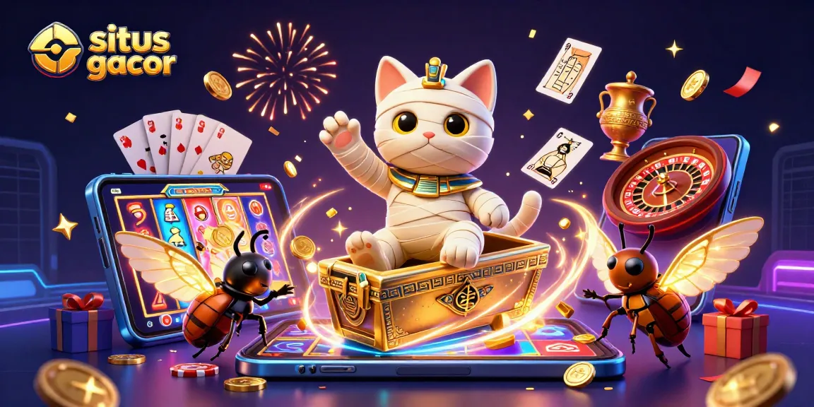 Win at situs slot gacor with exciting characters and vibrant casino elements in a dynamic scene.